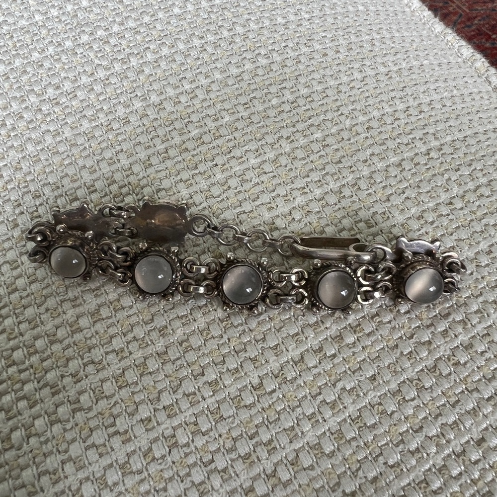 Elegant Silver Bracelet with moonstones  Accents